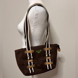Roxy Women’s Purse Canvas Brown shoulder Sporty Athletic Active*READ